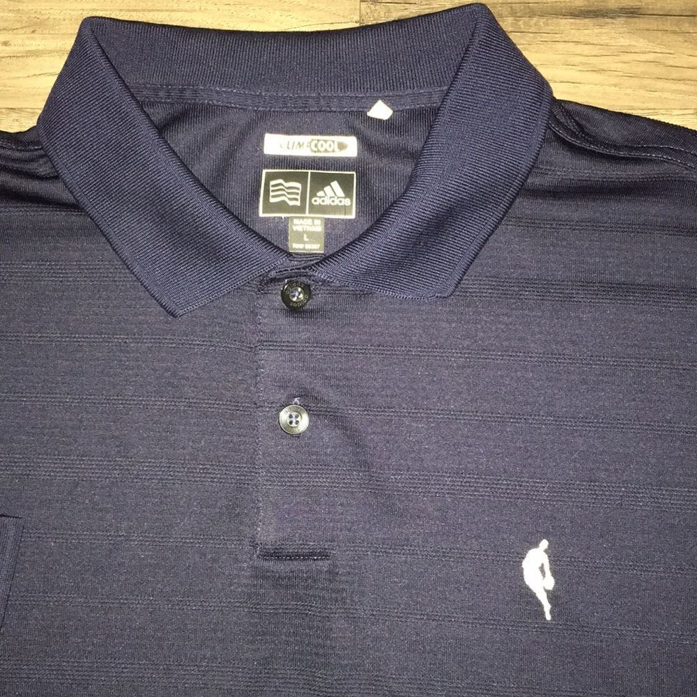 Adidas Blue Poly NBA Jerry West Silhouette Climacool LS golf polo shirt L
